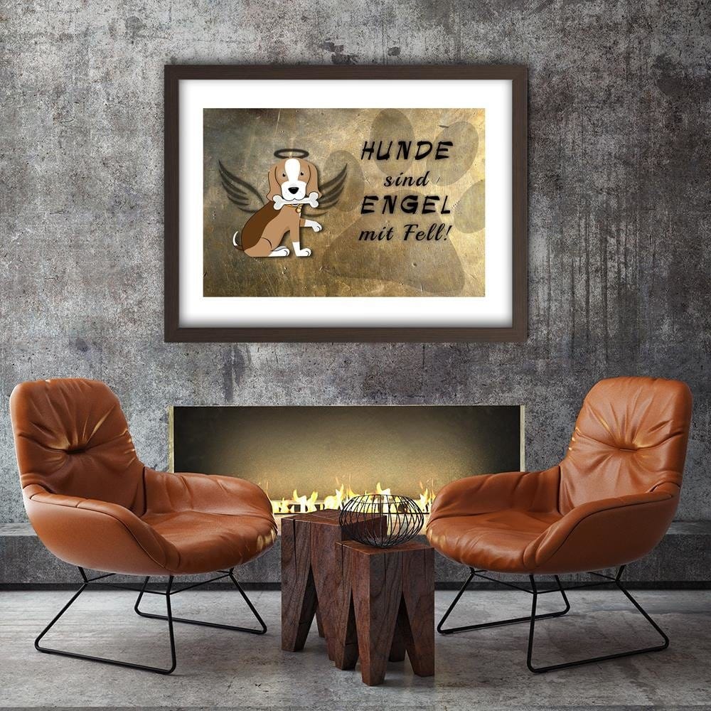 Glezna brūnā rāmī - Operative Part Of The Dog Angel Home Trends DECO