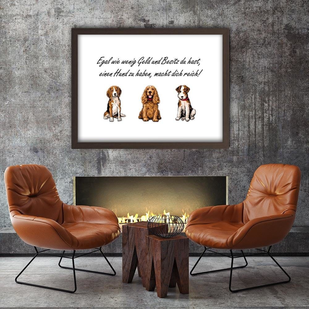 Glezna brūnā rāmī - Operative Part Of Three Dogs Home Trends DECO