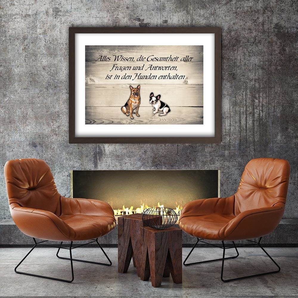 Glezna brūnā rāmī - Operative Part Of Two Dogs Home Trends DECO