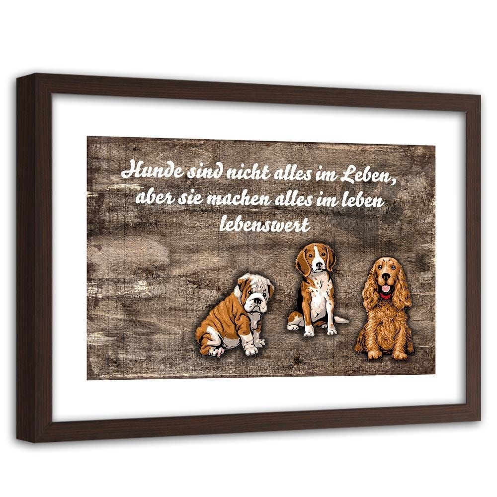 Glezna brūnā rāmī - Operative Three Sweet Dogs Home Trends DECO