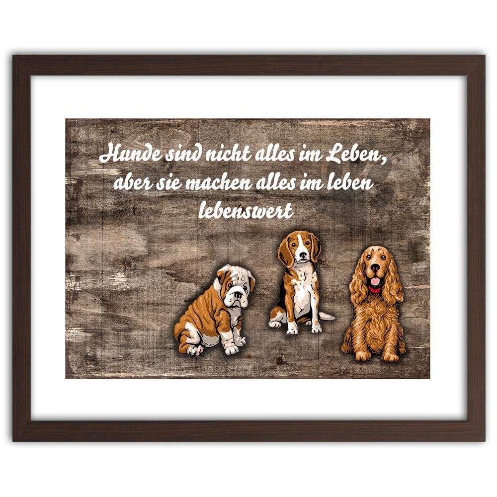 Glezna brūnā rāmī - Operative Three Sweet Dogs Home Trends DECO