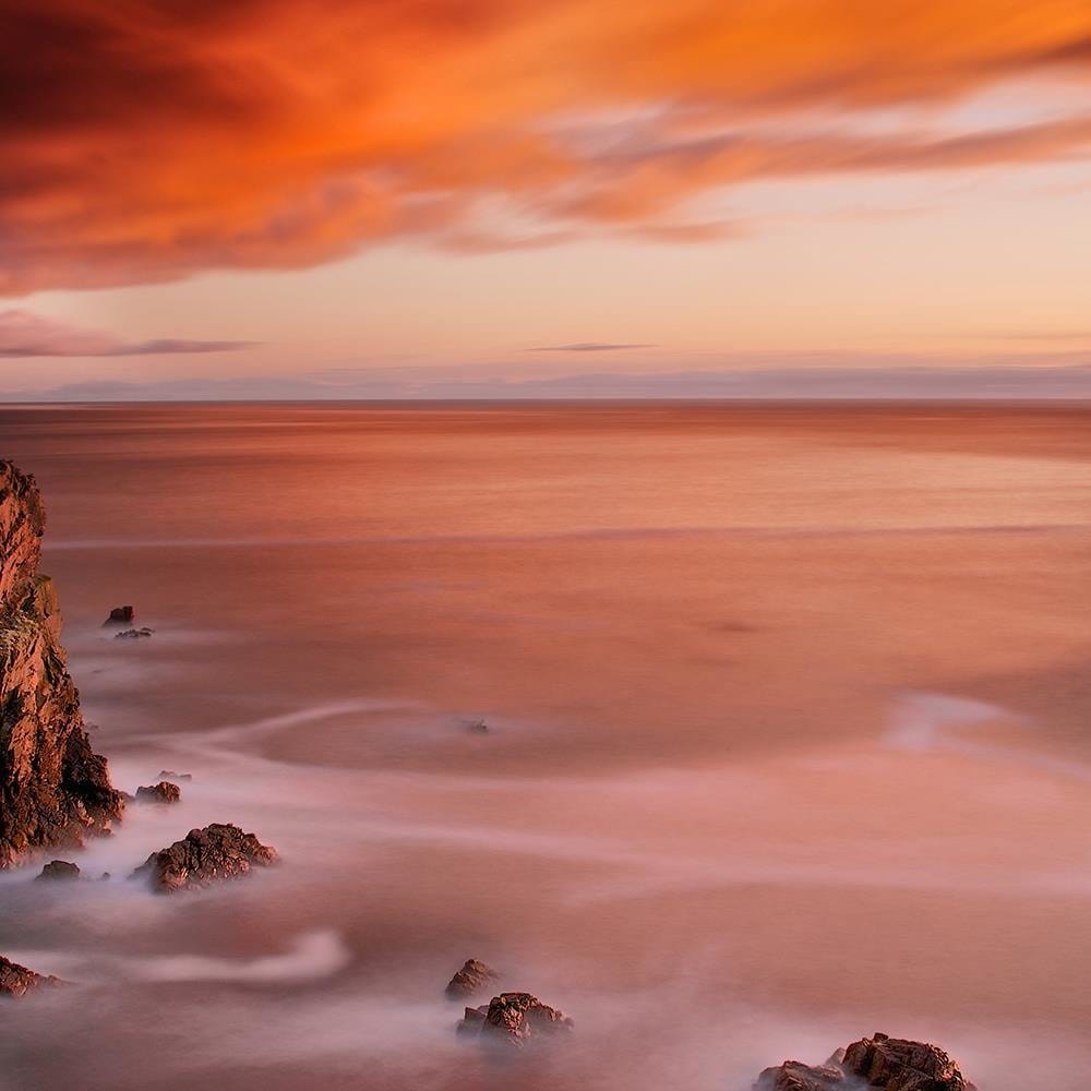 Glezna brūnā rāmī - Orange Sky Over The Sea Home Trends DECO