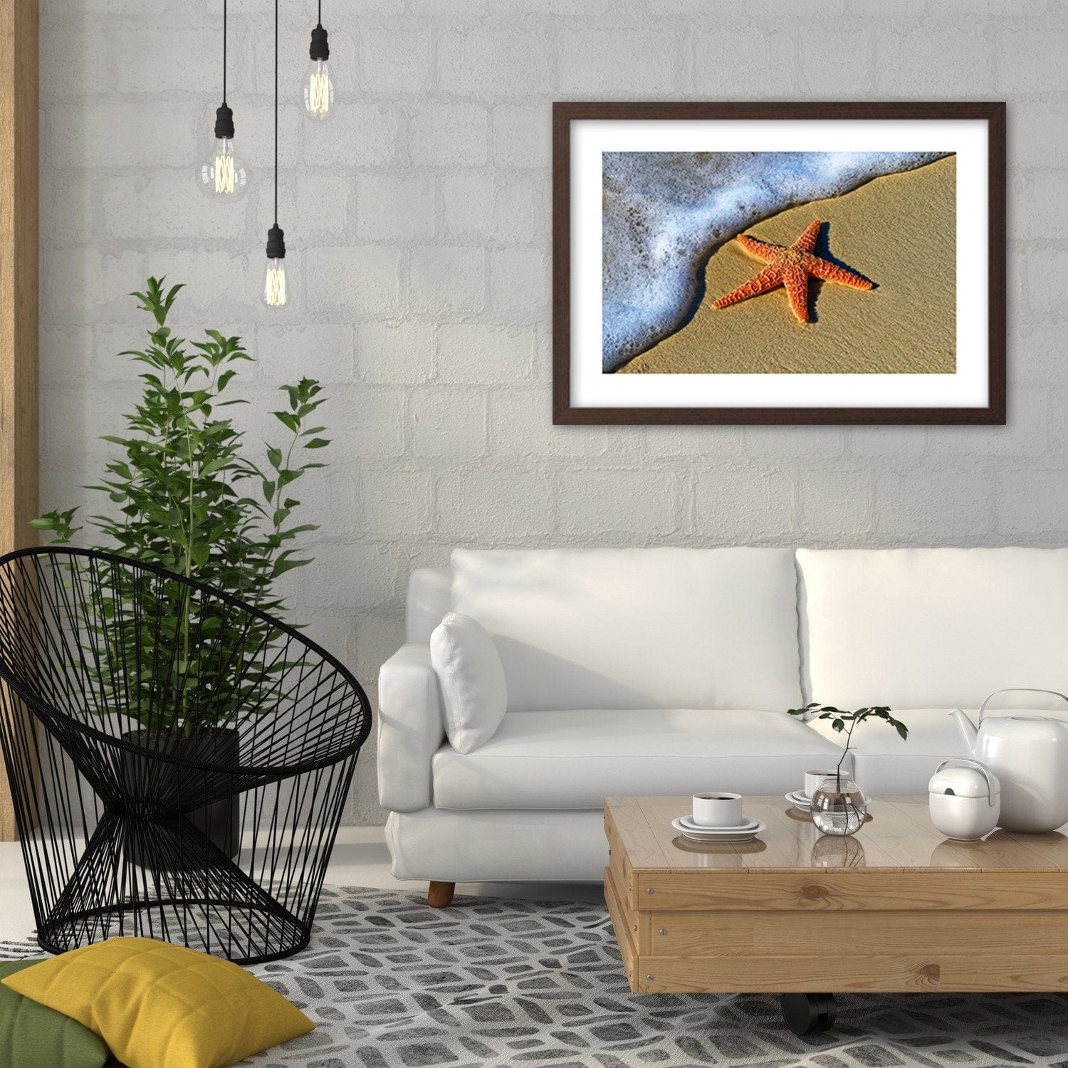 Glezna brūnā rāmī - Orange Starfish Home Trends DECO