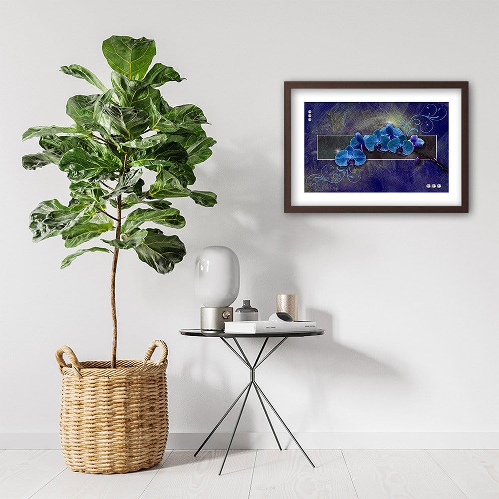 Glezna brūnā rāmī - Orchid Color Blue Home Trends DECO