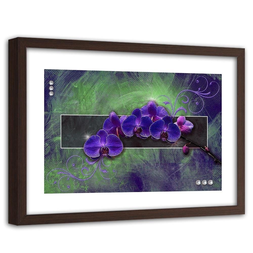 Glezna brūnā rāmī - Orchid Purple Home Trends DECO