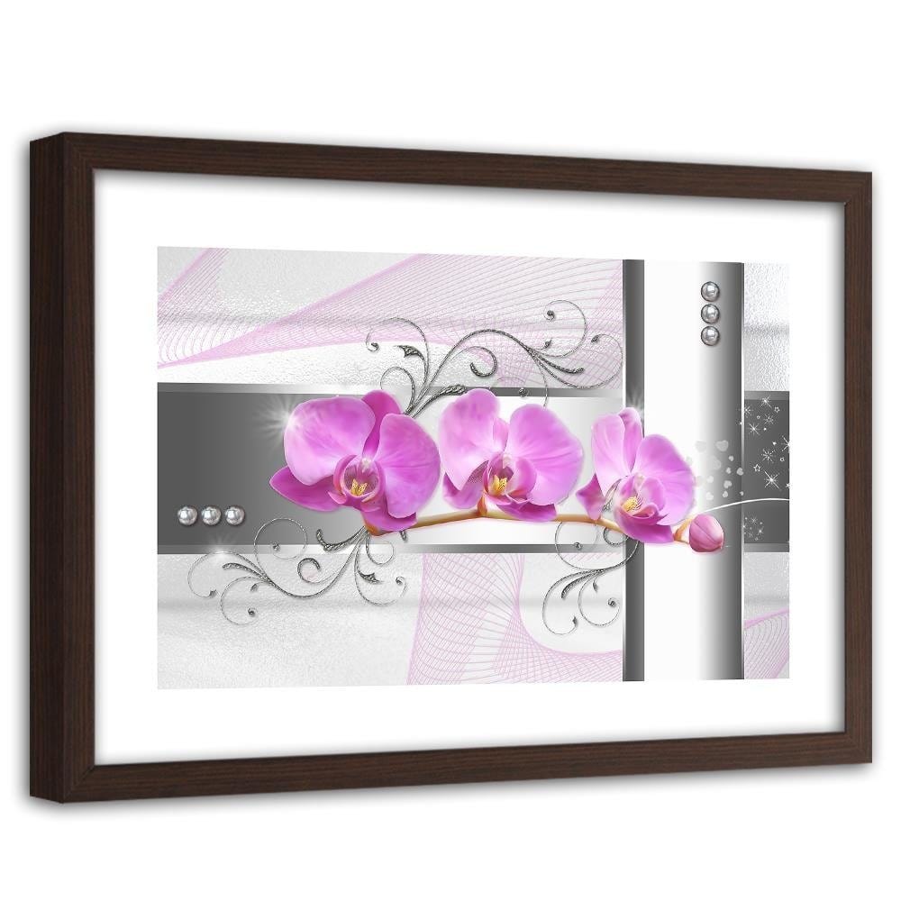 Glezna brūnā rāmī - Orchids Abstraction 1 Home Trends DECO