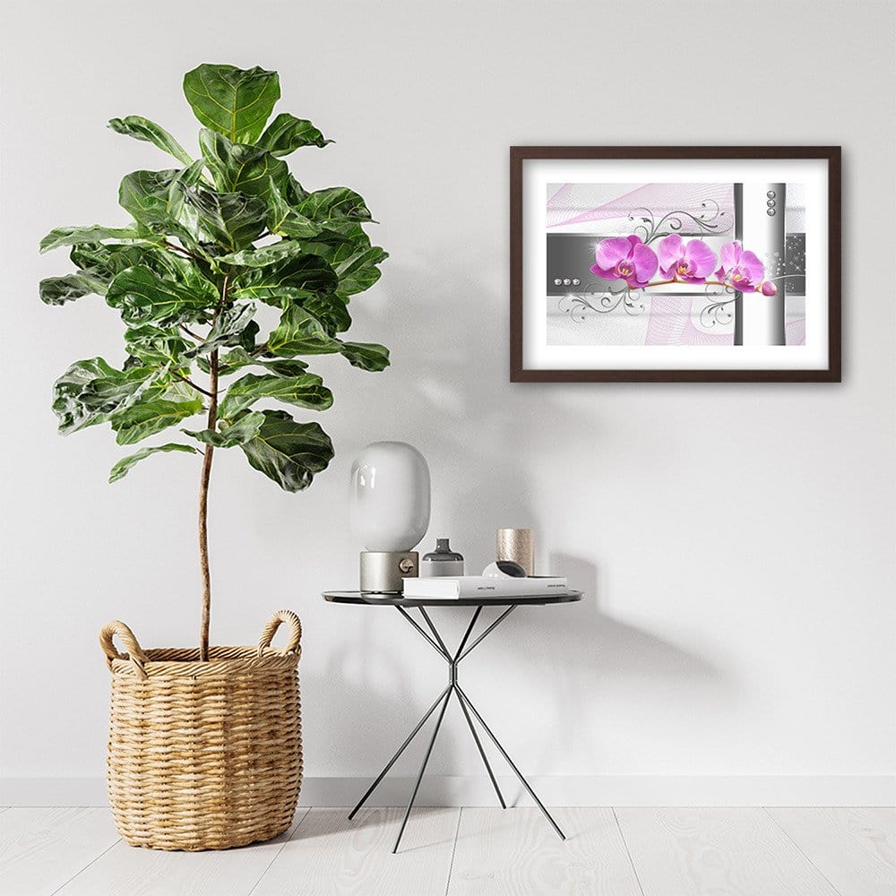 Glezna brūnā rāmī - Orchids Abstraction 1 Home Trends DECO