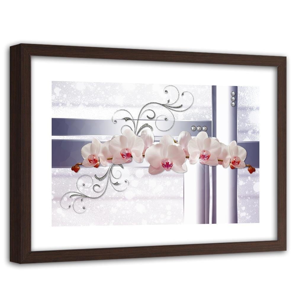 Glezna brūnā rāmī - Orchids Abstraction 3 Home Trends DECO