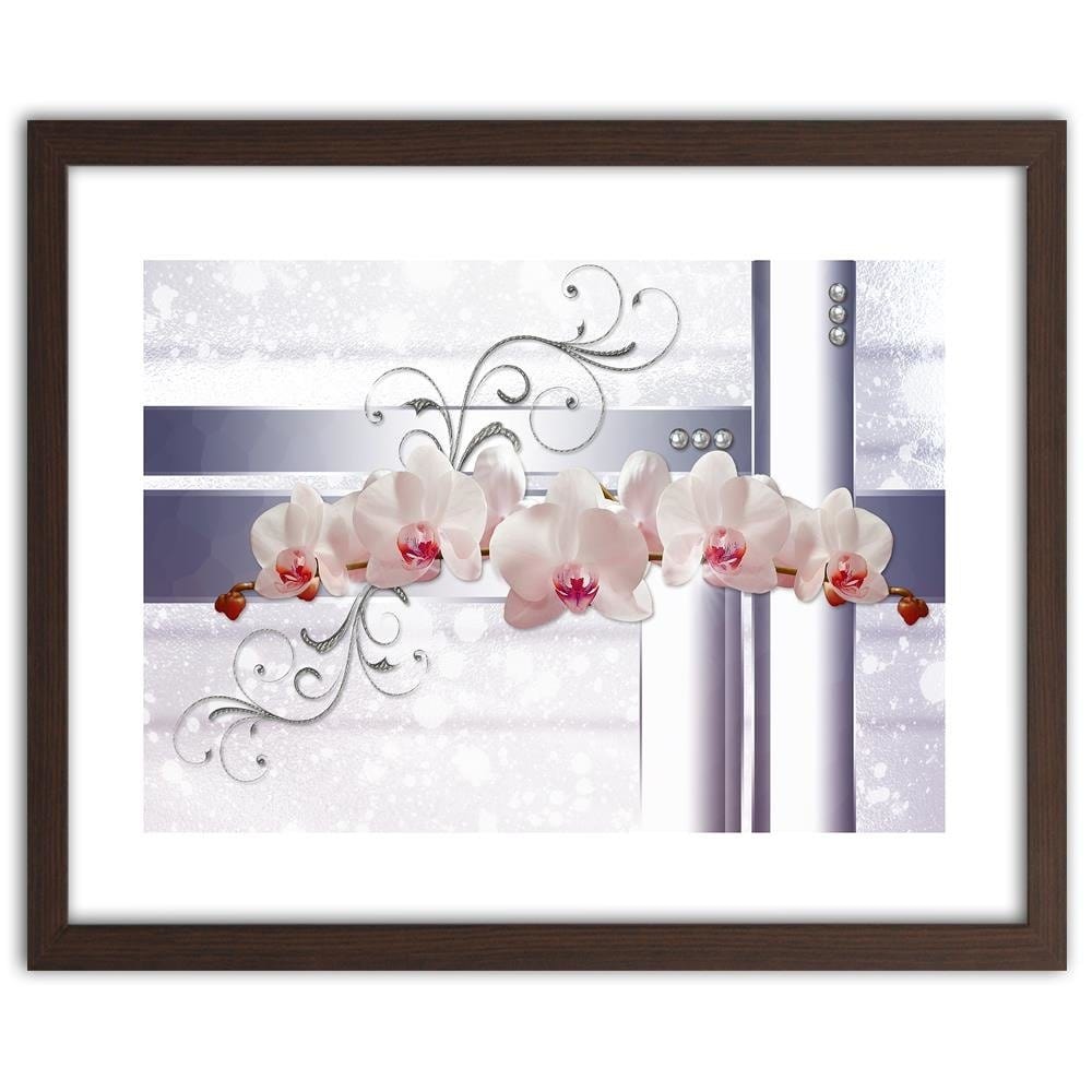 Glezna brūnā rāmī - Orchids Abstraction 3 Home Trends DECO