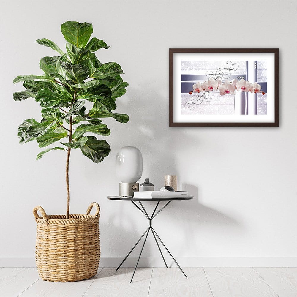 Glezna brūnā rāmī - Orchids Abstraction 3 Home Trends DECO