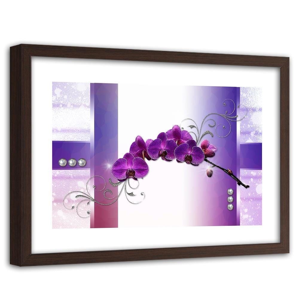 Glezna brūnā rāmī - Orchids Abstraction 5 Home Trends DECO