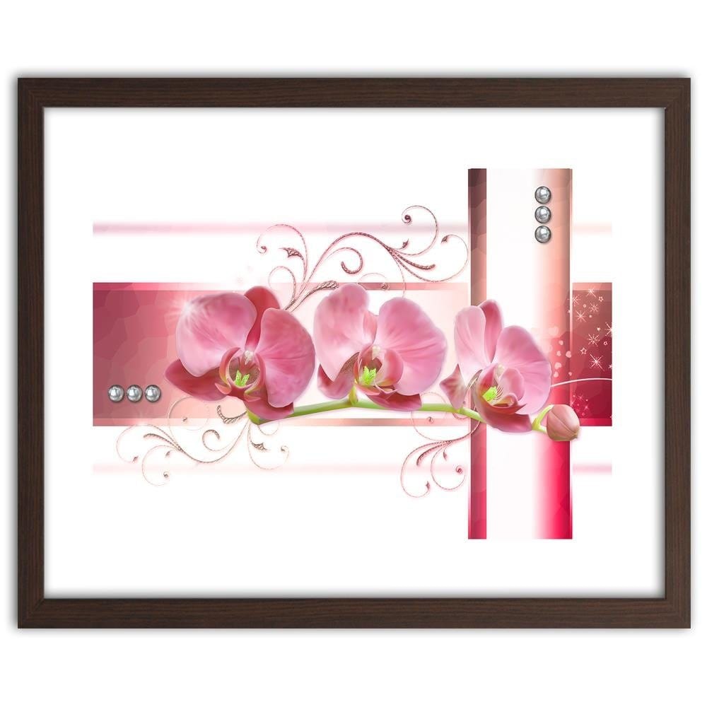 Glezna brūnā rāmī - Orchids Abstraction Home Trends DECO