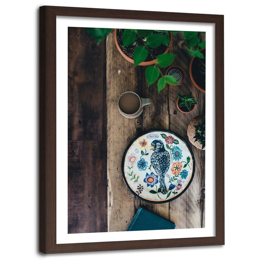 Glezna brūnā rāmī - Painted Bird Home Trends DECO