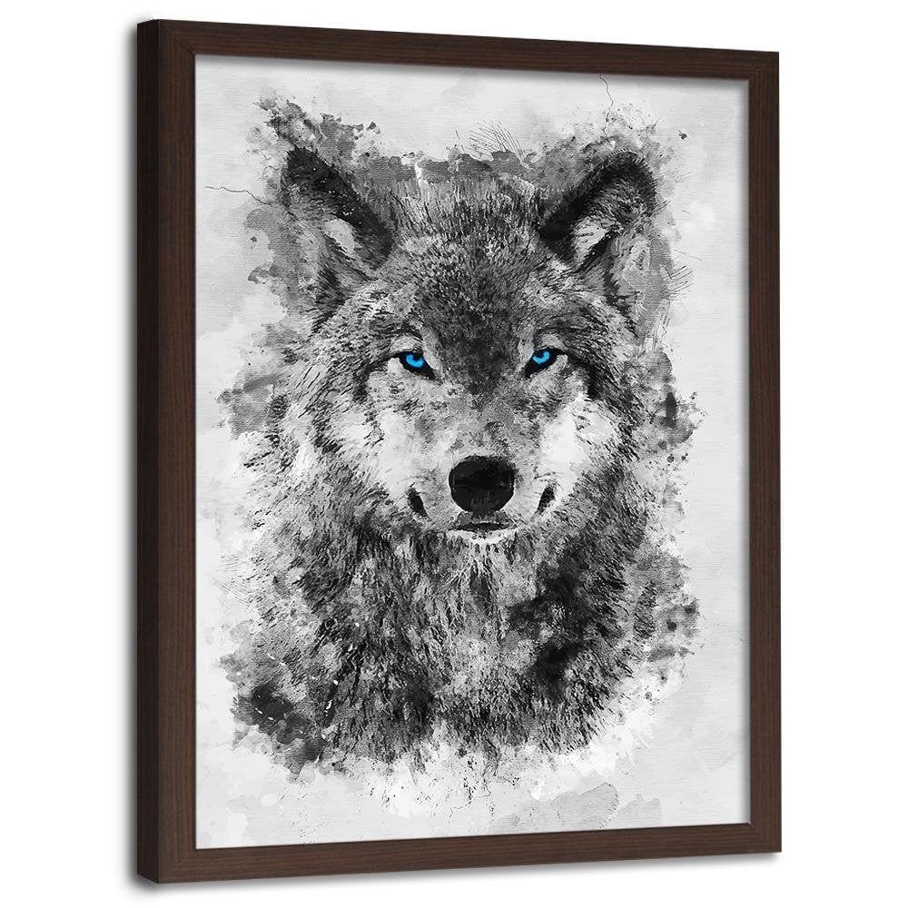 Glezna brūnā rāmī - Painted Wolf Home Trends DECO