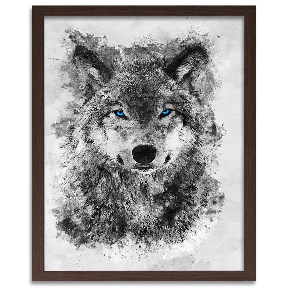 Glezna brūnā rāmī - Painted Wolf Home Trends DECO