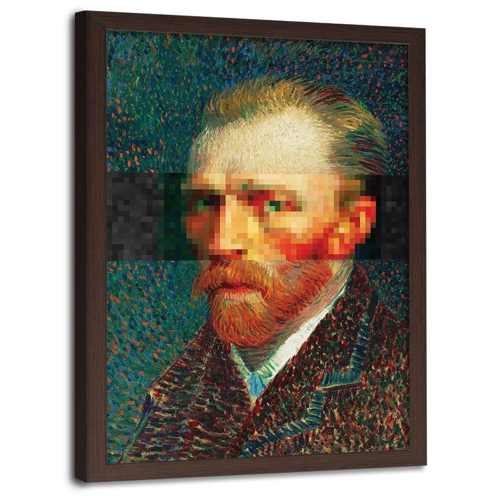 Glezna brūnā rāmī - Painter Self-Portrait Image Blue Home Trends DECO