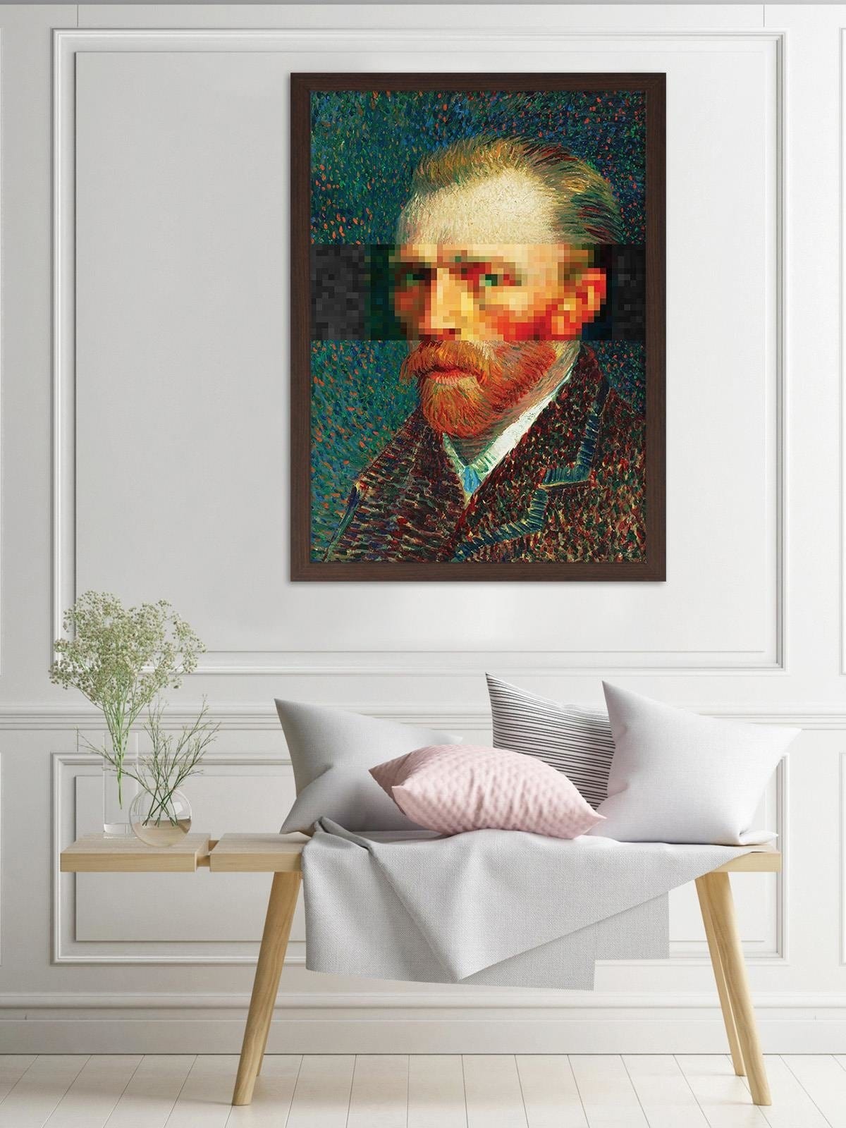 Glezna brūnā rāmī - Painter Self-Portrait Image Blue Home Trends DECO