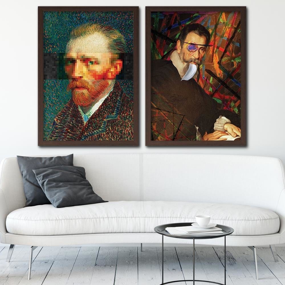 Glezna brūnā rāmī - Painter Self-Portrait Image Blue Home Trends DECO