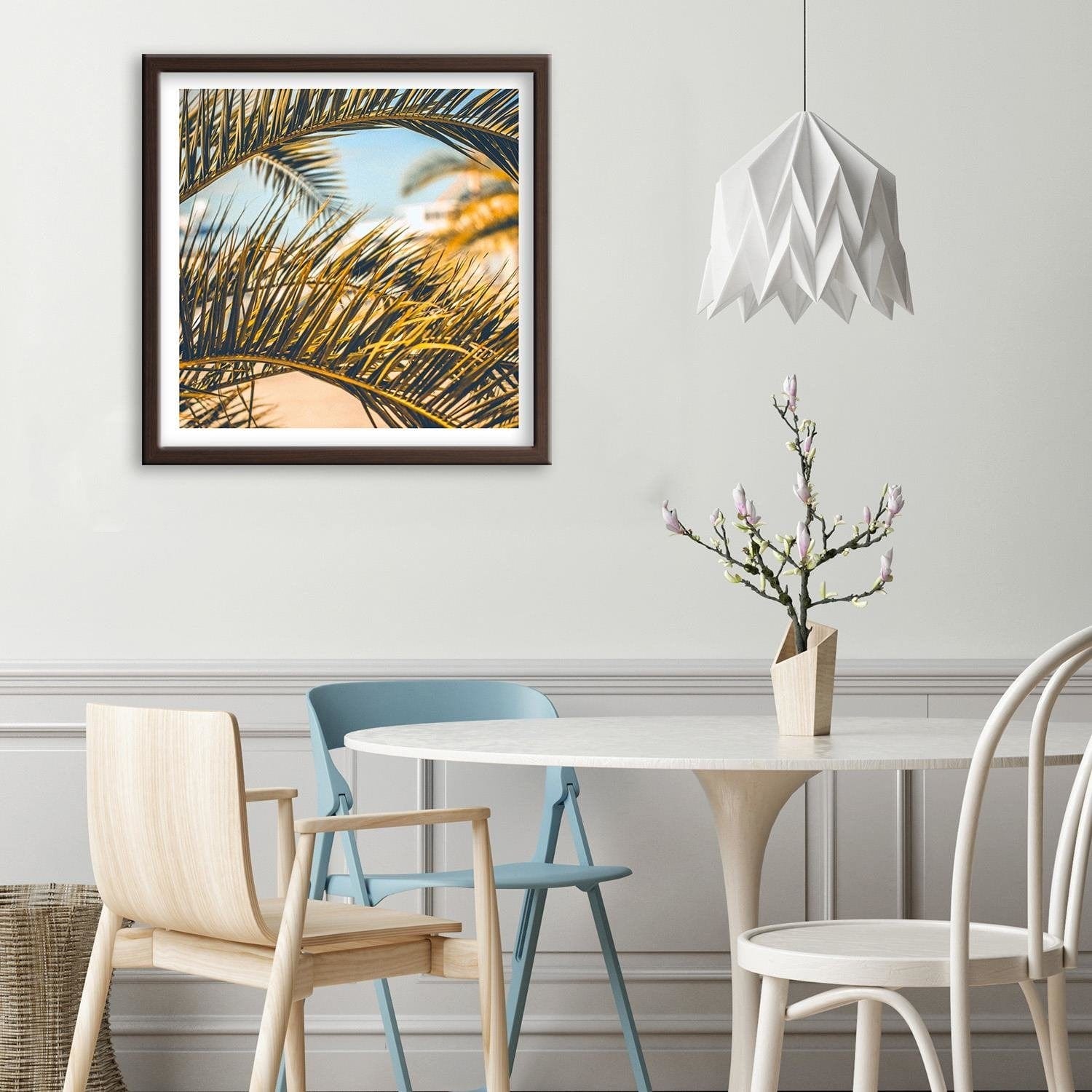 Glezna brūnā rāmī - Palm Leaves Home Trends DECO