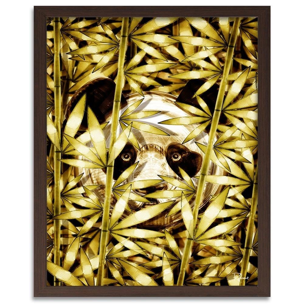 Glezna brūnā rāmī - Panda Image Animal Print Gold Home Trends DECO