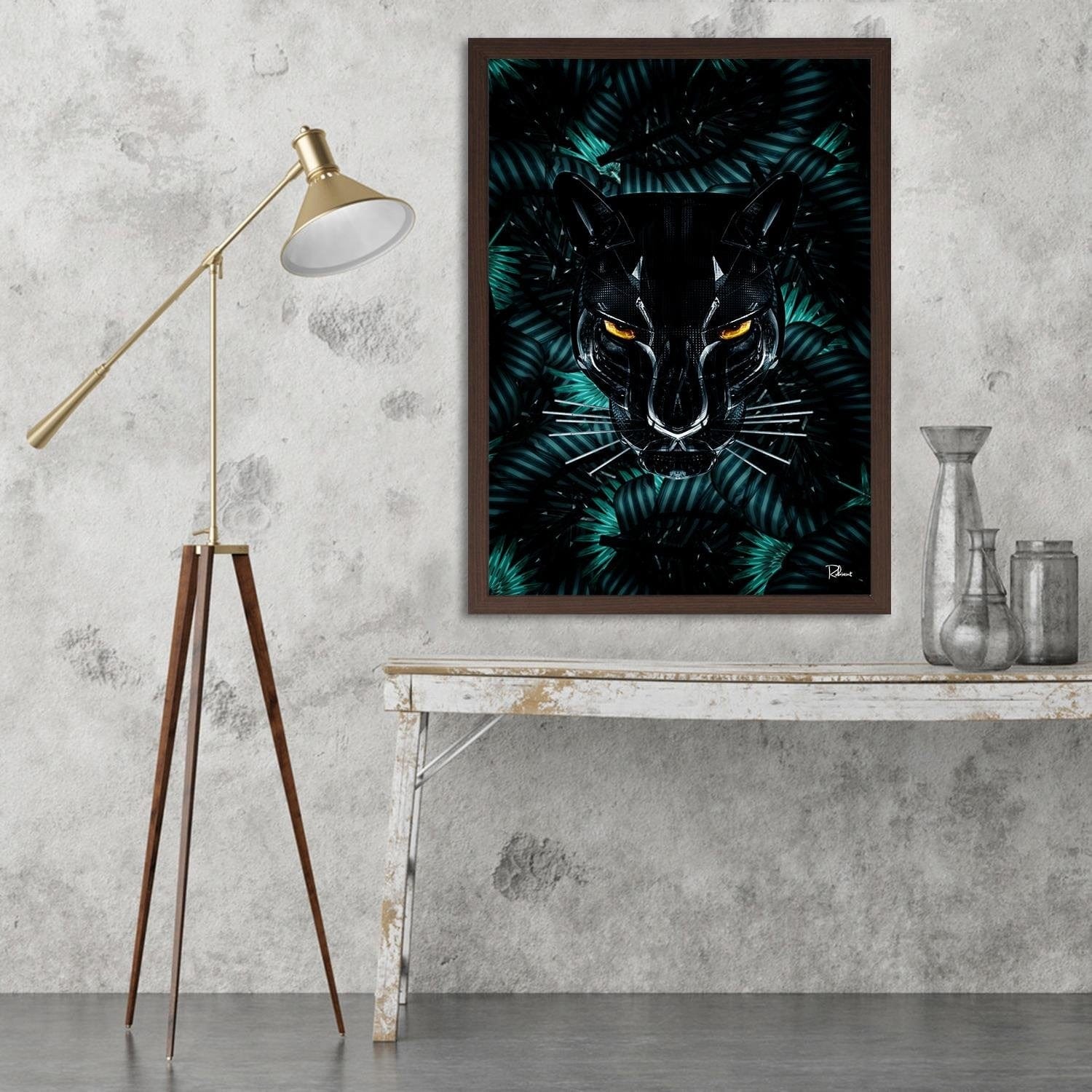 Glezna brūnā rāmī - Panther Modern Black Home Trends DECO