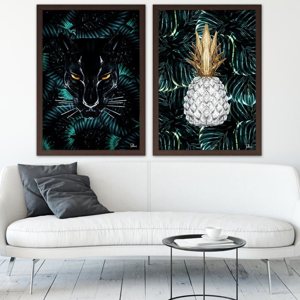 Glezna brūnā rāmī - Panther Modern Black Home Trends DECO