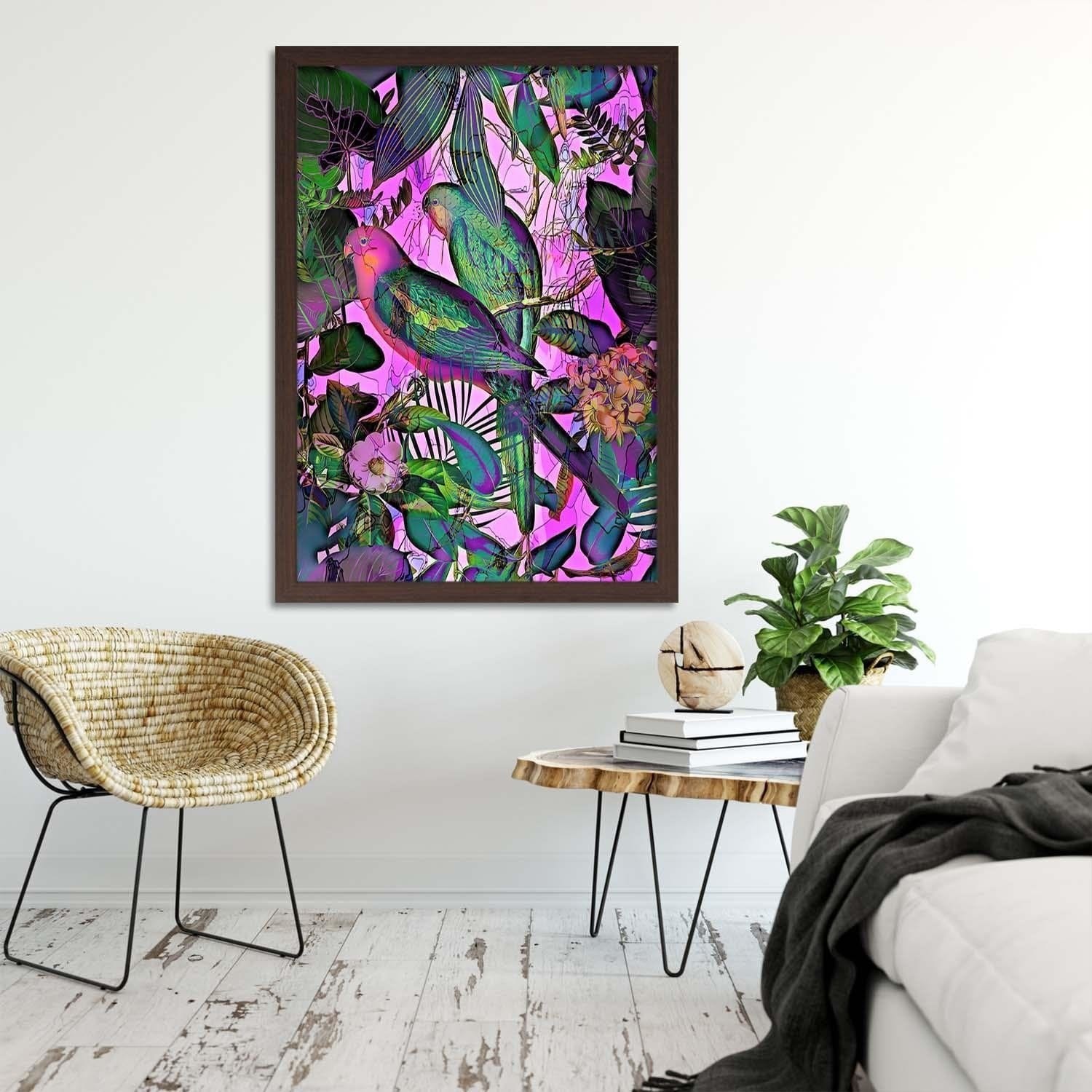 Glezna brūnā rāmī - Paradise Parrots Home Trends DECO