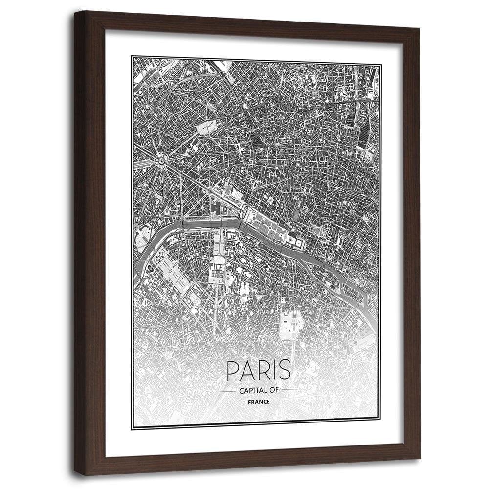 Glezna brūnā rāmī - Paris City Plan Home Trends DECO