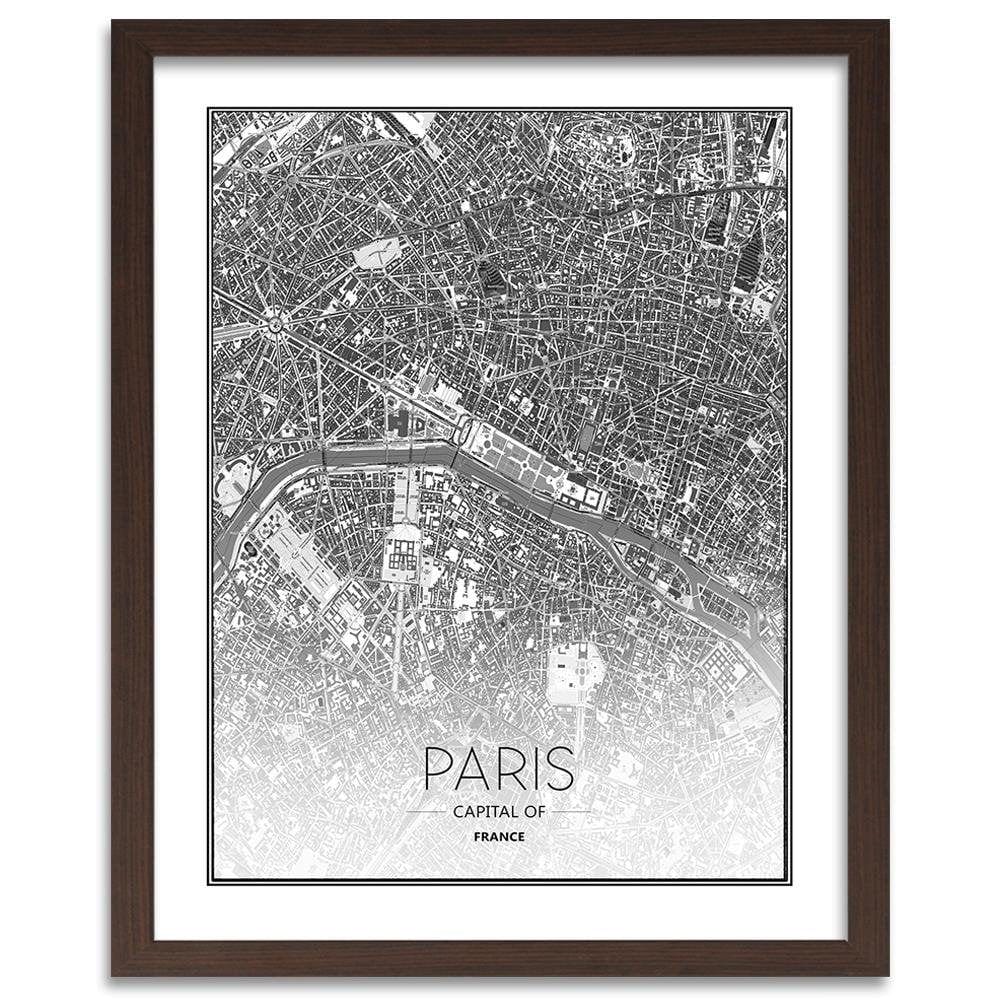 Glezna brūnā rāmī - Paris City Plan Home Trends DECO