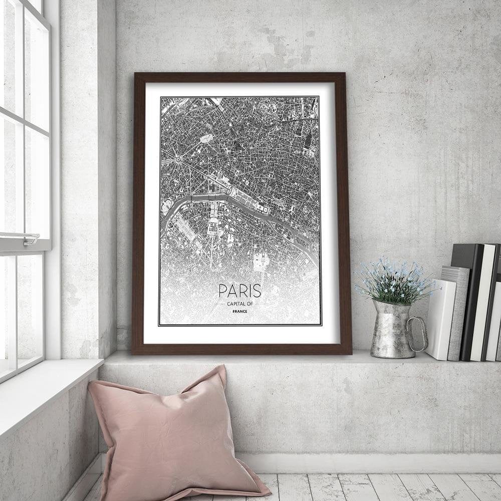 Glezna brūnā rāmī - Paris City Plan Home Trends DECO
