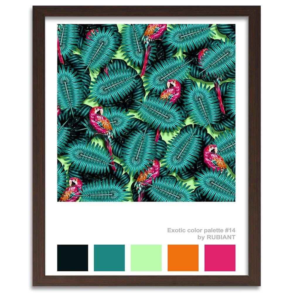 Glezna brūnā rāmī - Parrots Green 28x39 Cm Home Trends DECO