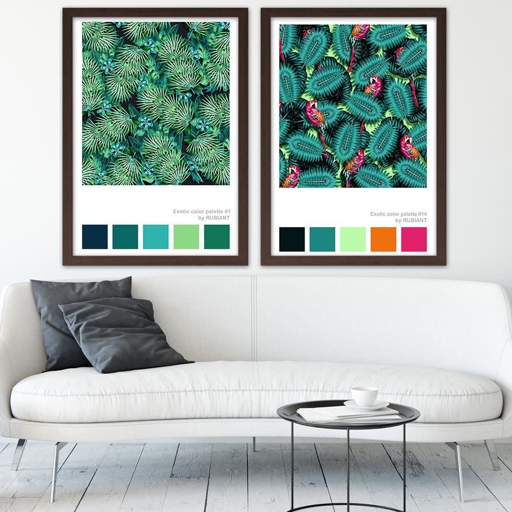 Glezna brūnā rāmī - Parrots Green 28x39 Cm Home Trends DECO