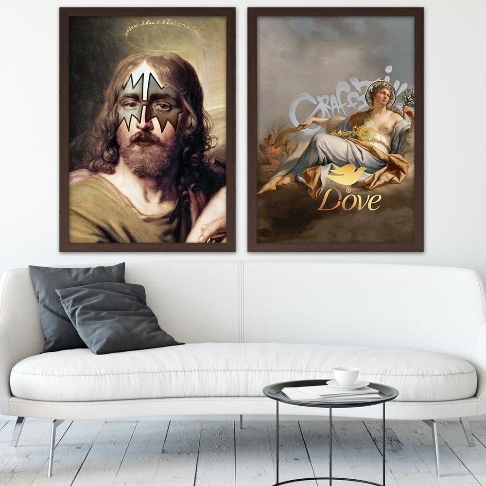 Glezna brūnā rāmī - Peace And Love Home Trends DECO