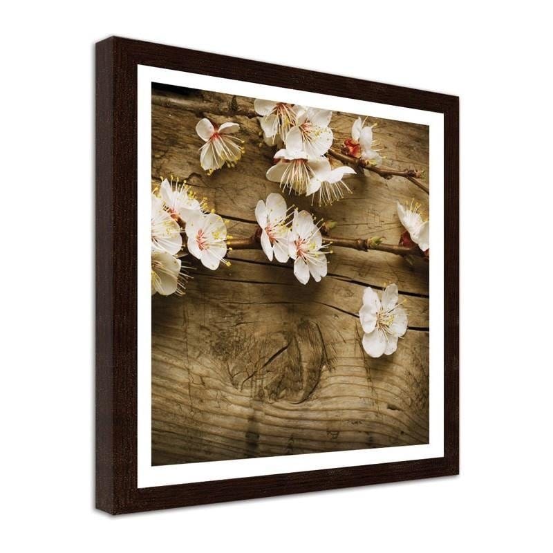 Glezna brūnā rāmī - Peach flowers Home Trends DECO