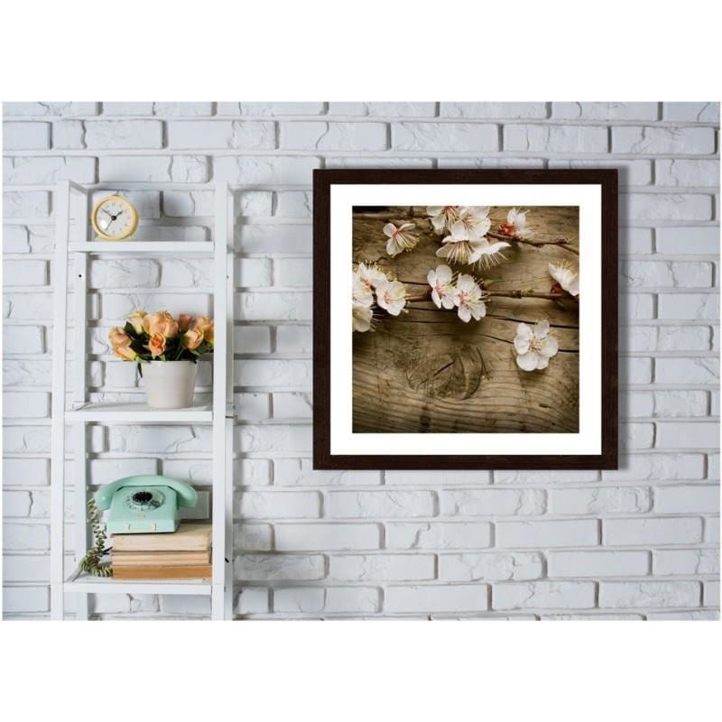 Glezna brūnā rāmī - Peach flowers Home Trends DECO
