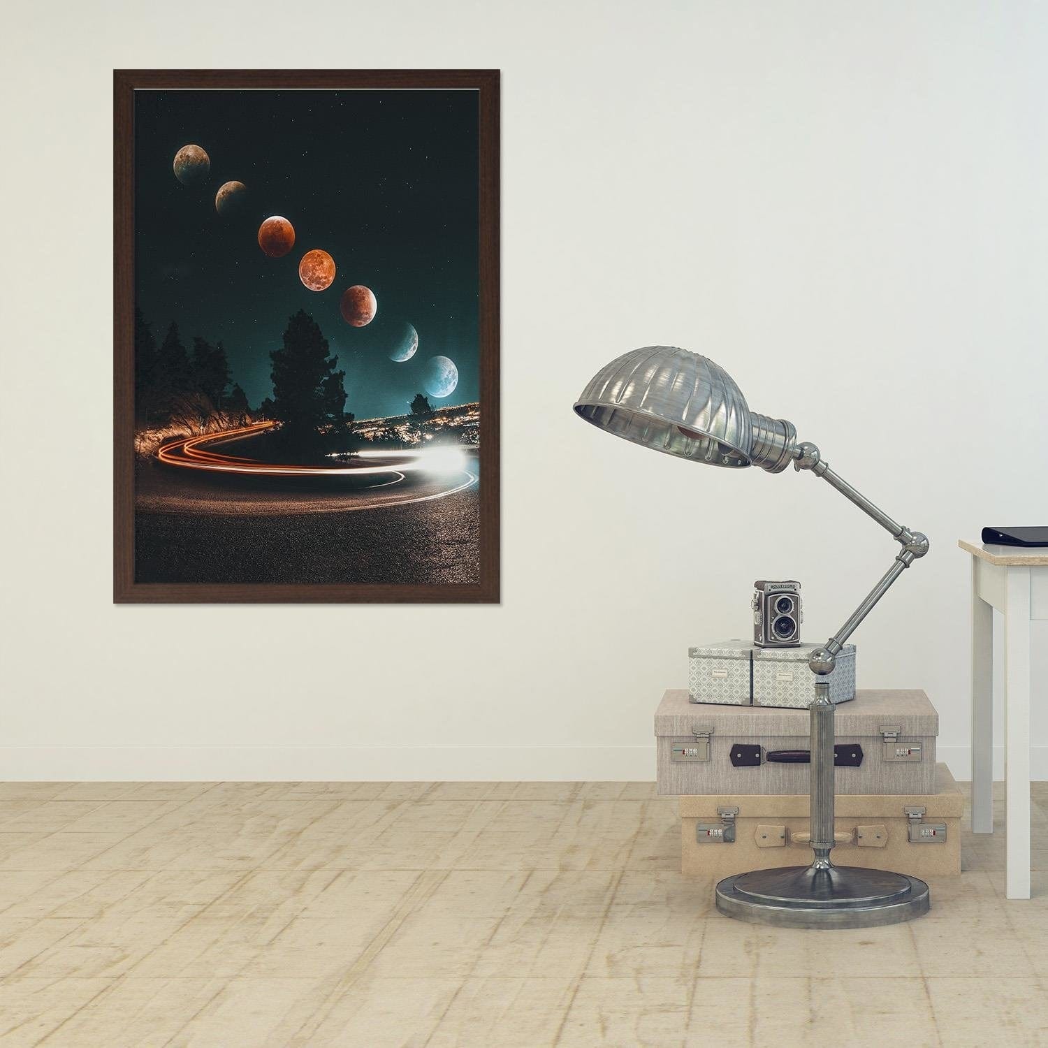 Glezna brūnā rāmī - Phases Of The Moon And The Lights Home Trends DECO