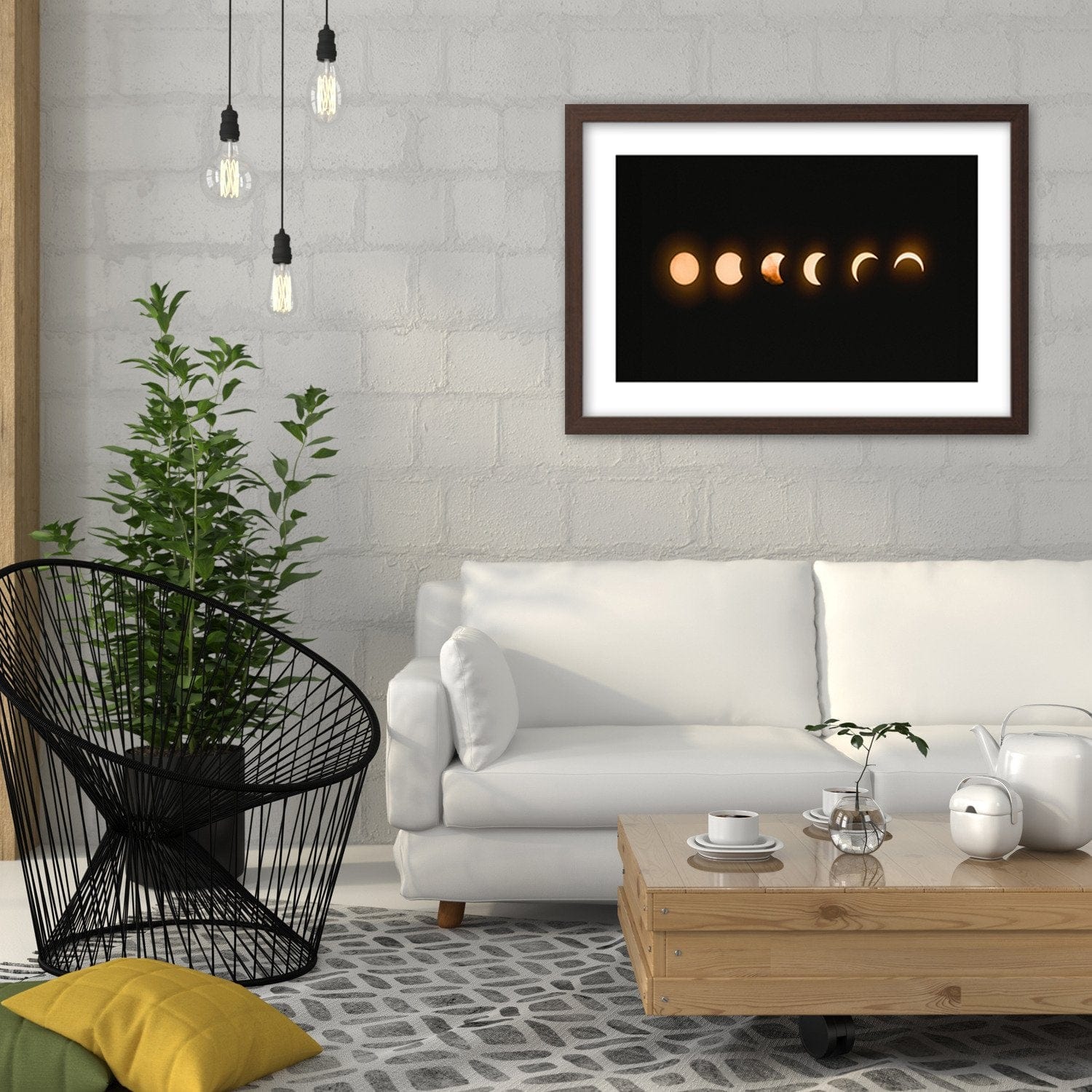 Glezna brūnā rāmī - Phases Of The Moon Eclipse Home Trends DECO