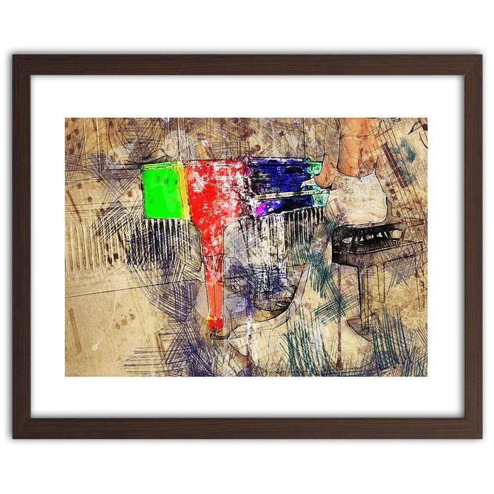 Glezna brūnā rāmī - Pianist Abstraction Home Trends DECO