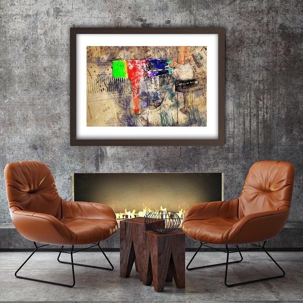 Glezna brūnā rāmī - Pianist Abstraction Home Trends DECO