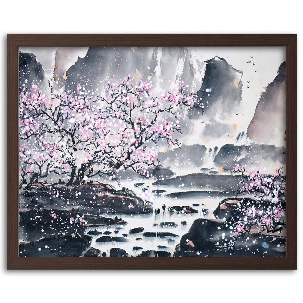 Glezna brūnā rāmī - Pink Trees Home Trends DECO