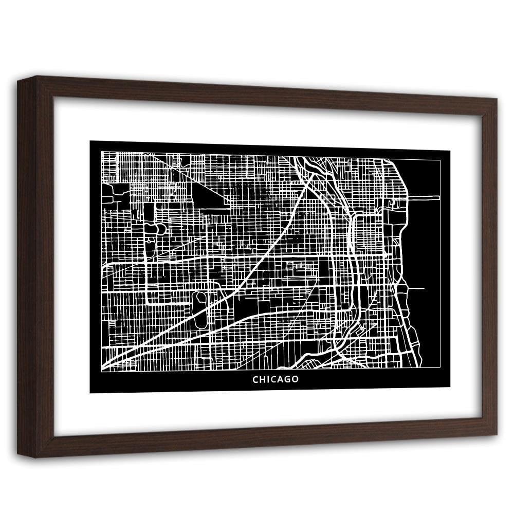 Glezna brūnā rāmī - Plan Of Chicago Home Trends DECO
