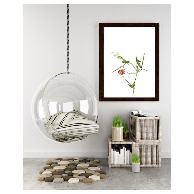 Glezna brūnā rāmī - Plant on a white background Home Trends DECO