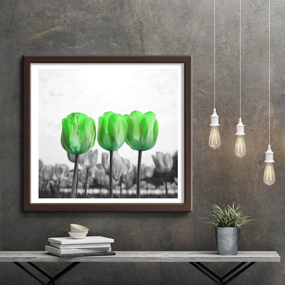 Glezna brūnā rāmī - Poppies On Green Meadow Home Trends DECO