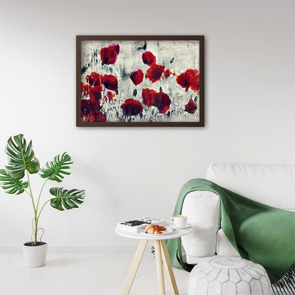 Glezna brūnā rāmī - Poppy Flowers 1 Home Trends DECO