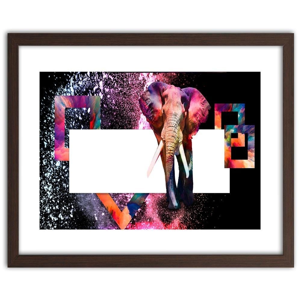 Glezna brūnā rāmī - Powerful Elephant 1 Home Trends DECO
