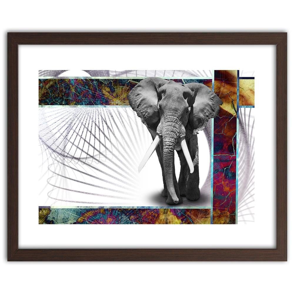 Glezna brūnā rāmī - Powerful Elephant Home Trends DECO