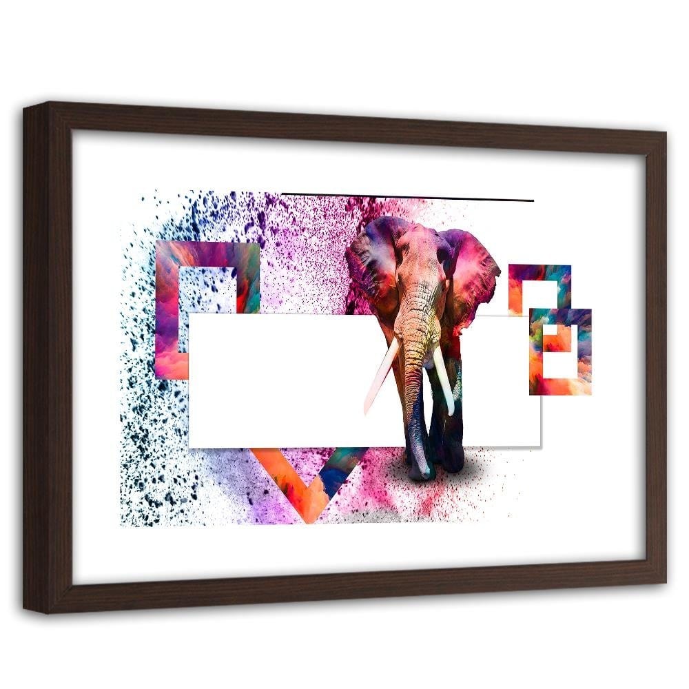 Glezna brūnā rāmī - Powerful Elephant Home Trends DECO
