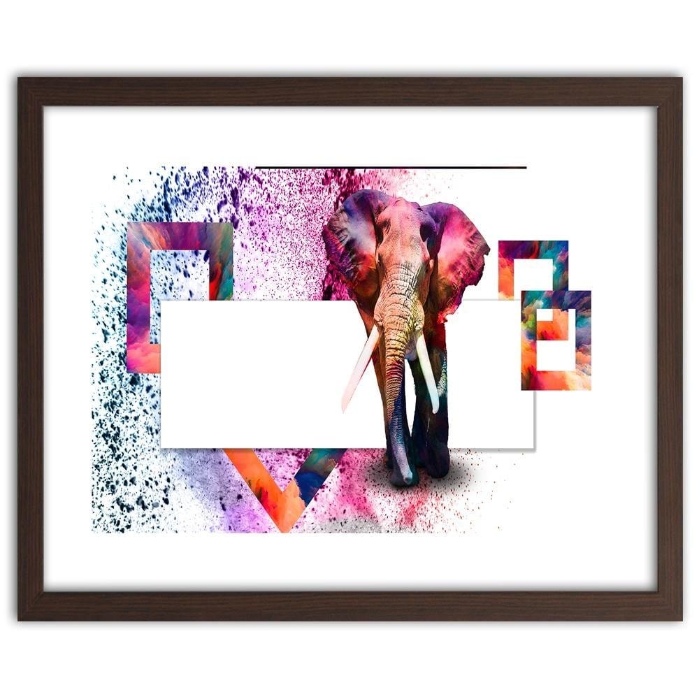 Glezna brūnā rāmī - Powerful Elephant Home Trends DECO