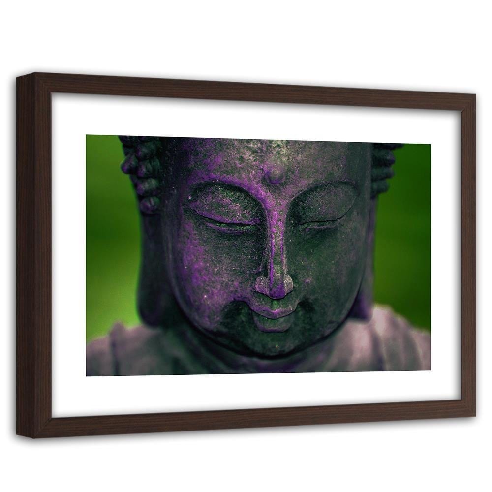 Glezna brūnā rāmī - Purple Buddha Head Home Trends DECO