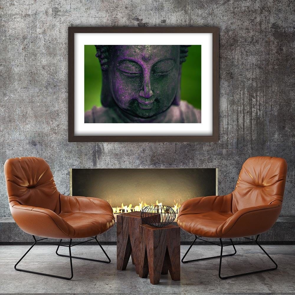 Glezna brūnā rāmī - Purple Buddha Head Home Trends DECO
